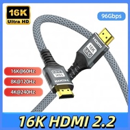 16K HDMI 2.2 Cable HDMI-Compatible Cable 16K@30Hz/60Hz 8K@120Hz 4K@240Hz  HDR HDCP 96Gbps For HDTV L
