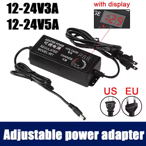 Adjustable AC To DC Power Supply 3V 5V 6V 9V 12V 15V 18V 24V 3A 5A Power Supply Adapter Universal 22