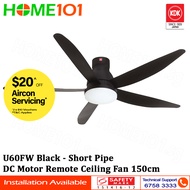 KDK Ceiling Fan 150cm with DC Motor LED Light Remote Control U60FW - [U60FWS]