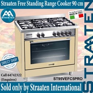 Straaten 90cm Free Standing Range Cooker ST95VEFC5PRO 5kW Wok Brass Burner & 8 Settings Electric Ove