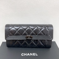 Chanel boy long wallet so black 油臘皮 黑色長夾/皮夾/銀包