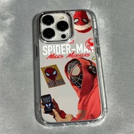 เคสสำหรับไอโฟน11 12 13 14 Pro Max Plus Mini X XR XS Max 7 8 Plus SE 2020 Marvel Spider-Man เคสป้องกันการตกแบบนิ่ม