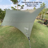 【Ready stock】✁▧VIDALIDO Butterfly Shape Tarp 3.6m x 4.2m BLACK / SILVER Coating Camping Tent Tarp Flysheet Waterproof UV