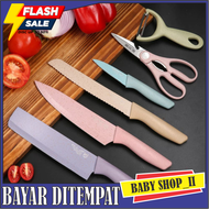 Pisau Dapur Set isi 6pcs Colorful Stainless Steel DJ-1 Kitchen Knife Set Multicolor