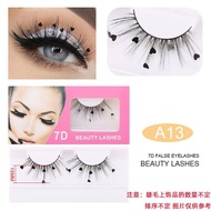 Fashion Style Creative Fake Eyelashes with Small Butterfly Heart Flowers Sequin Sequins Christmas Pa