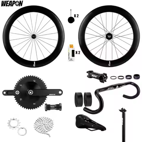 Bicycle Elite Complete Fixie Groupset 700C Single Speed Track Bike Kit Wheelset Crankset Handlebar 5