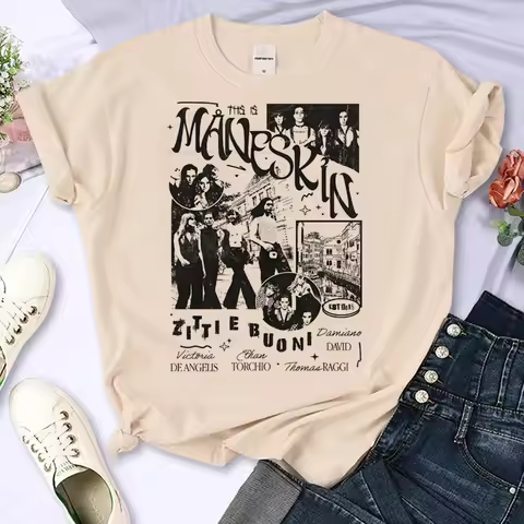 Maneskin tshirt women graphic comic t-shirts girl 2000s clothes