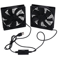 Dual 120mm 5V USB Powered PC Router Fans with Speed Controller High Airflow Cooling Fan for Router M