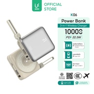 (CCC & มอก.) UKIKI Mini Powerbank 3-in-1 Wireless Charger 10000mAh ชาร์จเร็ว 22.5W สายในตัว Type-C /