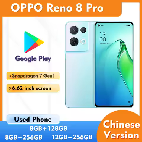 OPPO Reno8 Pro 5g Smartphone 256GB ROM Screen 6.62-Inches 50MP Camera Battery 4500mAh Android Used P