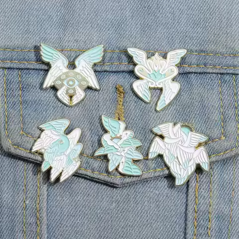 Seraphim Eye Enamel Pins Pure White Angel Wings Spirit Seraph Brooches Lapel Badges Biblical Christi