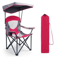 Camping Chairs with Shade, Heavy Duty Canopy Lounge Chair Sunshade Hiking Travel Chair with Cup Hold