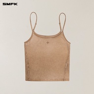 SMFK | เสื้อกั๊กสีซีดทำด้วยมือสายปรับได้และทรงกระชับที่เอว