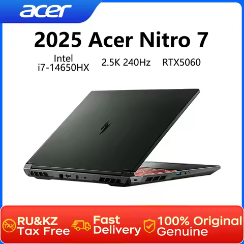 2025 New Acer Nitro 7 Gaming Laptop 16 Inch 2.5K 240Hz Screen Notebook Intel i7-14650HX 32GB 1TB RTX