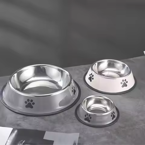 Stainless Steel Pet Bowl Cat Dog Food Bowl Multi-Specification Anti-fall Food Bowl Food Bowl Feeding