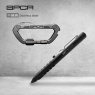 美國GPCA 多功能戰術筆 (極致黑) + 萬用登山露營扣 (不銹鋼)
