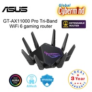 Asus ROG Rapture GT-AX11000 Pro Tri-Band WiFi 6 gaming router, 2.5G port, 10G port, enhanced hardware, ASUS RangeBoost Plus, 5.9 GHz, Triple-level game acceleration 3 Year Local Warranty (Brought to you by Global Cybermind)