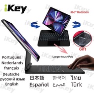 iKey Frameless Magnetic Rotatable Wireless Bluetooth Trackpad LED light Backlit Magic Keyboard Case Mouse For iPad Pro 11 12.9 Air 4 4th gen Air 5 5th gen 10.9 inch 2021 2020 2018 Touchpad Backlight 180 Degree Folding Not Detachable Protective Cover