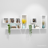 Wall-Mounted Solid Wood Bookshelf Wall-Mounted Shelf Living Room TV Background Wall-Mounted Wall Shelf Wall Cabinet Whit