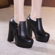 [Miaomiao] [Qiannian Beautiful Women's Shoes] 2019 Round Toe Super High Heel All-Match Muffin Thick-