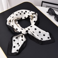 小方巾丝巾法式头巾春秋女百搭包头搭配衬衫高级感夏季围巾领巾Small Square Scarf Silk Scarf French Style Headscarf Spring and Autumn 