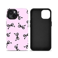 Phone case Applicable iPhone Black foundation with a small bow iPhone17pro 16 15Two in One14promax13