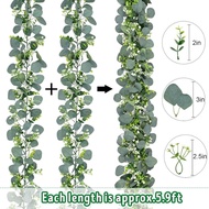 180CM/70.9" Artificial Eucalyptus Vines Garland Fake Plant Spring White Flowers Berries for Wedding