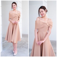 [LUXURY707] LX6108 : ชุดออกงานเปิดบ่า กระโปรงบานสไตล์เกาหลี