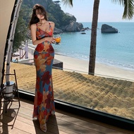 Thailand Travel Outfit Beach Dress Atmosphere Back Strap Backless Dress Vacation Island Dress Beach 