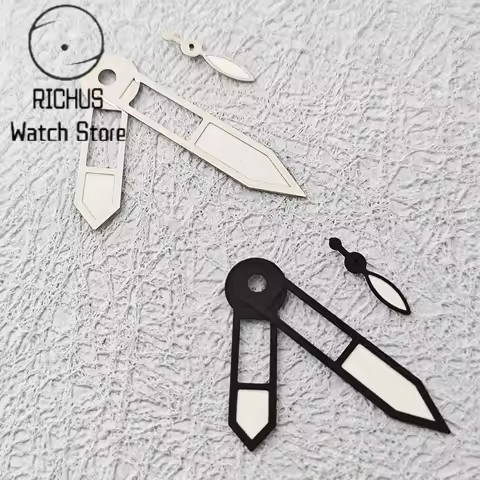 RICHUS ETA6497 Silver/Black Watch Hands Green Luminous Fit ETA 6497 6498 ST3600 3620 Movement Watch 
