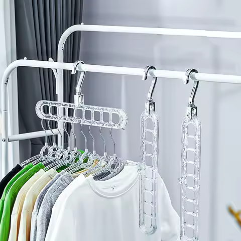 1Pc 9 In 1 Clothes Hanger Household Plastic Multi-function Nine-hole Clothes Drying Horizontal Verti