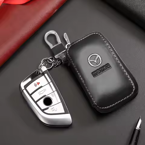 Leather Car Key Case Keychain Wallet for Mazda 3 6 Alexa CX30 CX3 CX-3 CX-4 CX5 CX-5 CX8 CX-8 CX-30 