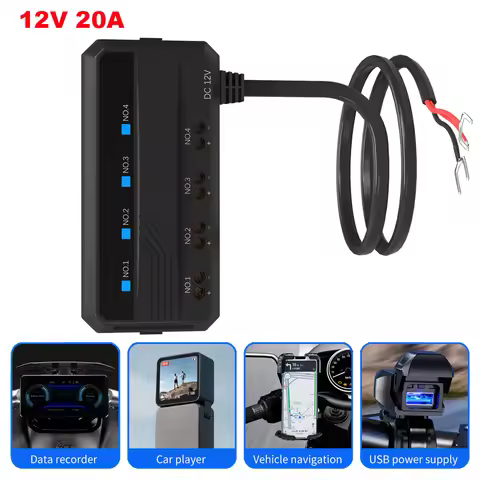 12V Universal Automotive Fuse Block Holder 4 Circuits Protection 20A Moto Fuse Block LED Indicator M