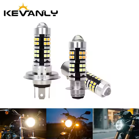 1pcs H4 BA20D H6 P15D LED Motorcycle Headlight LED Lens Projector Light White Yellow Hi Lo Beam Moto
