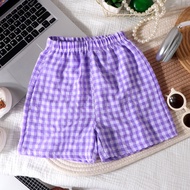 （3m-6Yrs）Trendy Checkered Breezy Shorts for Toddler Girls - Airy Korean Home Wear Pants