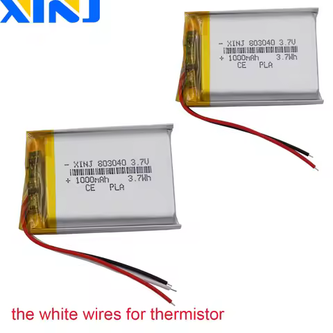 3.7V 1000 mAh 3.7Wh Li-Polymer Lipo Rechargeable Li Lithium Battery 3-Wires NTC Thermistor 803040 Fo