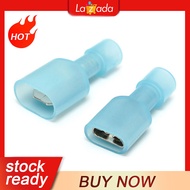 【Ready Stock&COD】50Pcs หญิง & ชายหุ้มฉนวนหางปลา Connector ไนลอน Spade Connectors สีฟ้า