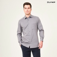 OLYMP LUXOR Shirt เสื้อเชิ้ตชาย  สีเทา ผ้าเท็กเจอร์ลายขัด ทรงหลวม ใส่สบาย รีดง่าย  NOSLUX