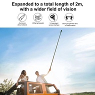 PULUZ 2m Metal Selfie Stick Monopod for Insta360 One RS / X2 / X3 Action Cameras Selfie Stick with 1/4 Screw