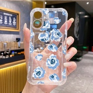 1pc Transparent White TPU Shockproof Case With Rose Painting Pattern, Compatible With IPhone 6s 7 8 