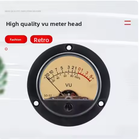 52mm VU Meter Pointer Type DB Sound Level Meter Yellow Backlight Black Voltmeter for Audio Amplifier