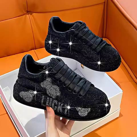Women's Luxury Sneakers Sparkling Water Diamond Shoes Thick Bottom Casual Shoes Designer Water Diamo