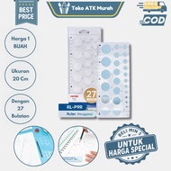 Joyko RL-P9R 20cm Circle Ruler | Circle Template 27 Circle Size Drawing Ruler