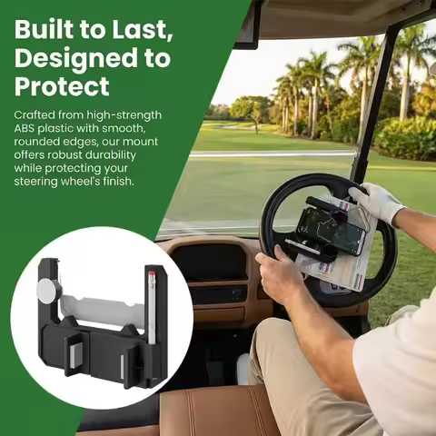 Golf Cart Steering Wheel Phone Stand Golf Cart Accessories for Steering Wheel Flip Phone Stand Golf 