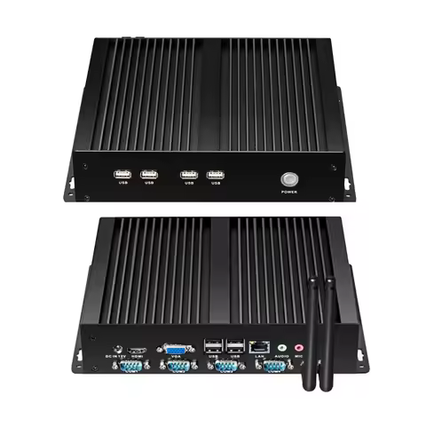 Fanless Industrial Mini PC Intel Core i5-3317U Celeron 1037U 4x DB9 COM RS232 8xUSB Mini PCIe Window