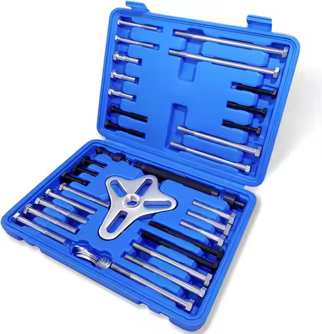 46pcs Harmonic Balancer Puller Set, Steering Wheel Flywheel Crankshaft Pulley Puller,Blue