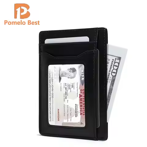 Pomelo Best Mens Wallet Slim Genuine Leather Purse with RFID Blocking Ultra-Thin Credit Card Holder 