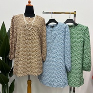 94867 Blouse Muslimah Bercorak Bunga Ironless Long Sleeves Size 40-50