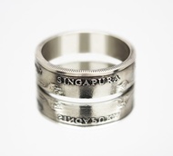 新加坡硬幣戒指 50 美分 1967-1985 年獅子魚硬幣戒指男士硬幣戒指