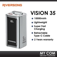 Riversong Vision 35 10000mAh 35W Super Fast Charging Powerbank With Retractable Type-C Cable, Digita